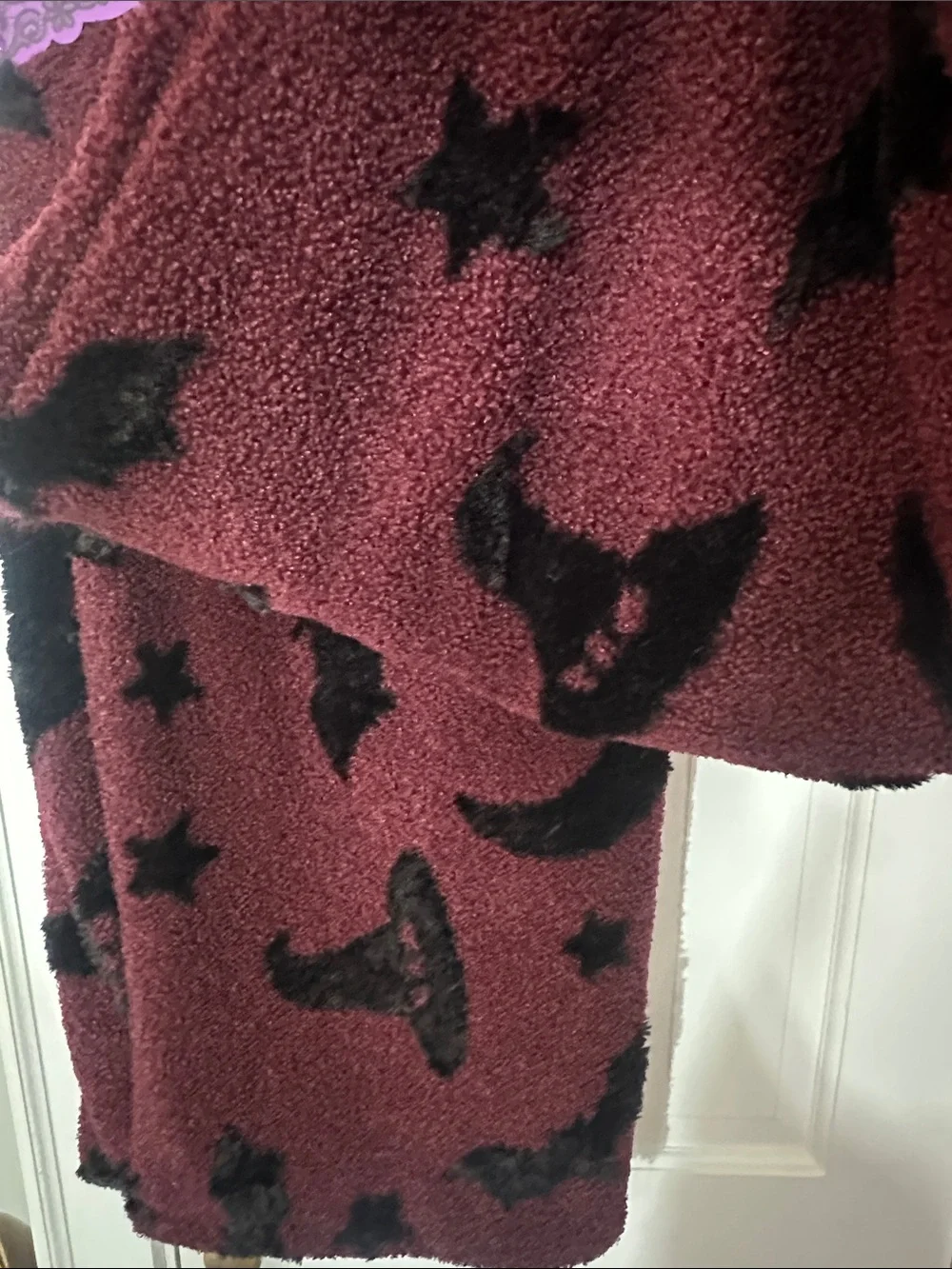 Nicole Miller Halloween bat and witch hat faux fur throw